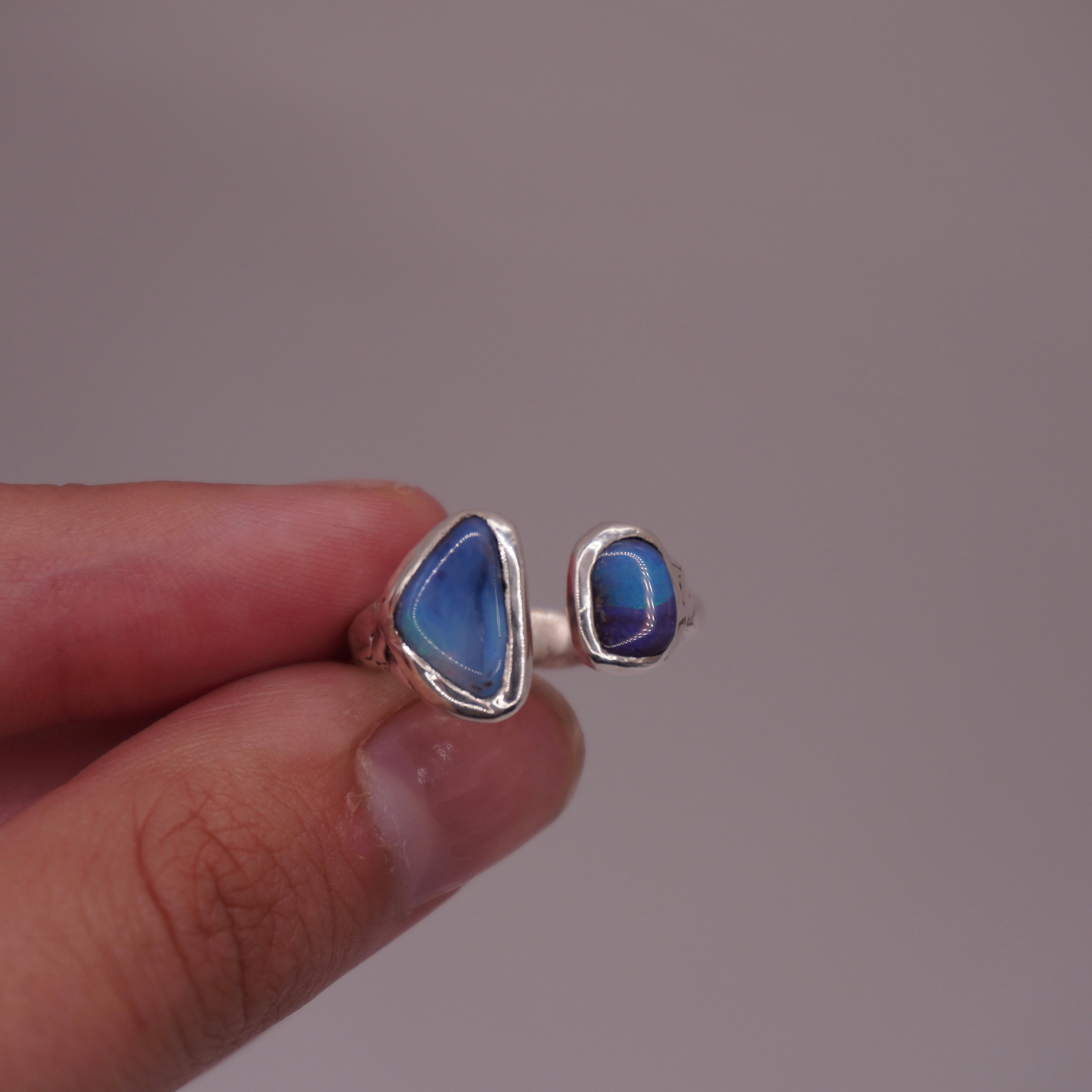 Double Opal Ring - Adjustable 8-10